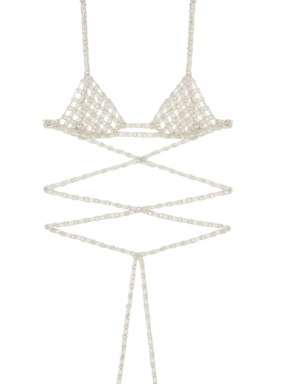 Cheap Alanui triangle lace-up bra Women 0723
